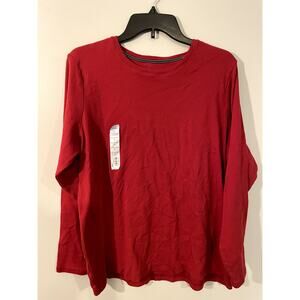 NWT Croft & Barrow Classic Tee Size 1X Red Basic Long Sleeve